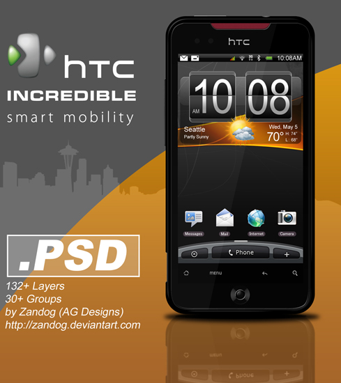 HTC Incredible Smartphone .PSD preview HTC Incredible Smartphone .PSD preview