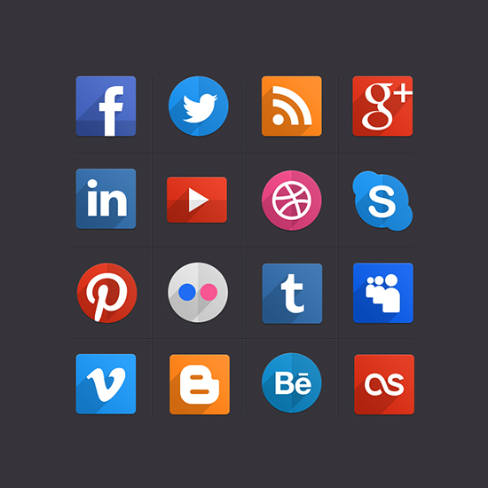 Flat Social Icons PSD preview Flat Social Icons PSD preview